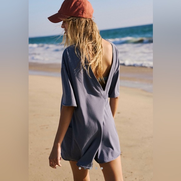 Free People Movement Hotshot Tee Romper Grey Size Small - Picture 2 of 7